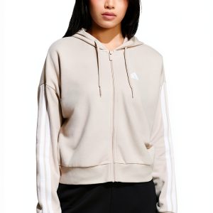 Adidas Womens Hoodie French Terry Full Zip 3 Stripes-0