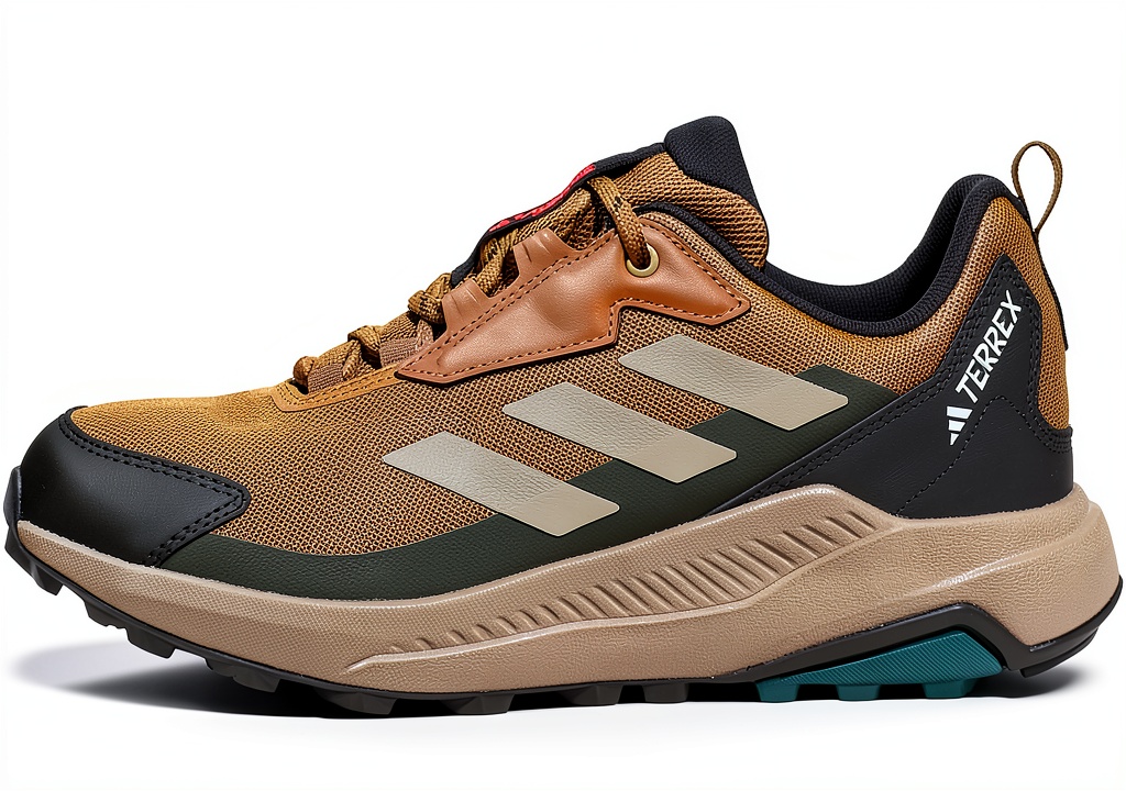 Adidas mens hiking shoes on a rocky trail
