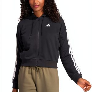 Adidas Womens Hoodie French Terry Full Zip 3 Stripes-0