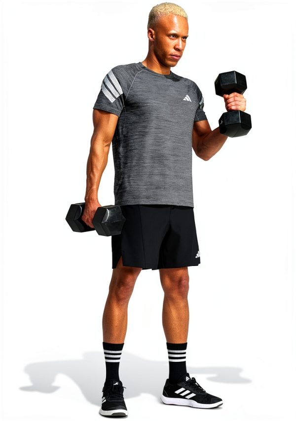 Adidas Mens Slim Fit Climacool Training Tee Black Melange-4