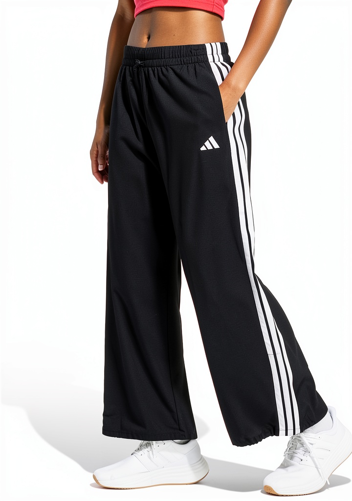 Adidas women's sweatpants in Black/White color on a model