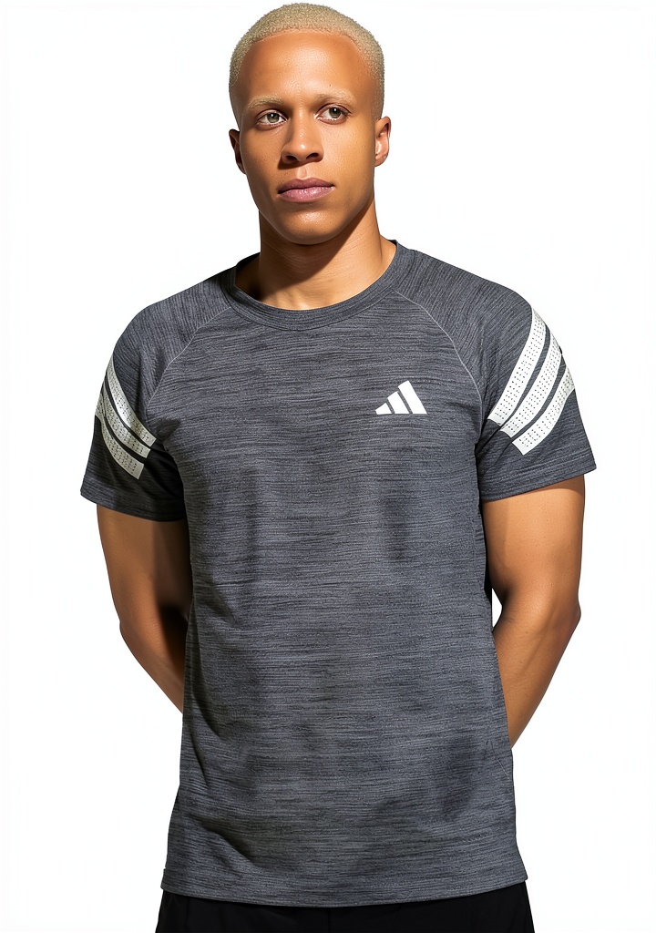 Adidas Mens Slim Fit Training Tee in Black Melange color
