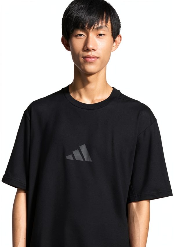 Mens Recycled Loose Fit Tee Sporty Style Black White-3