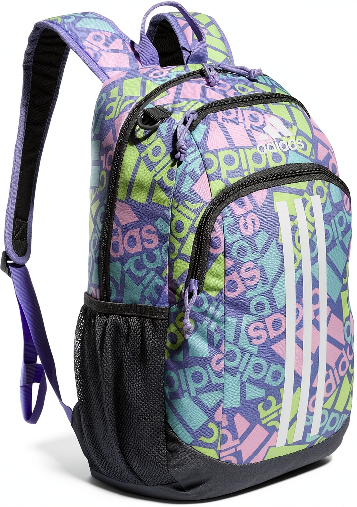 adidas Creator School Backpack showing multiple compartments and side pockets
