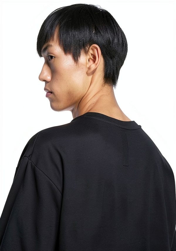 Mens Recycled Loose Fit Tee Sporty Style Black White-4