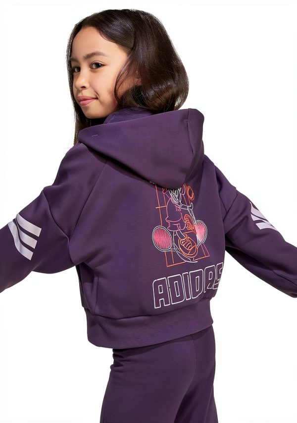 adidas Girls Hooded Track Top Loose Fit Disney Graphics-4