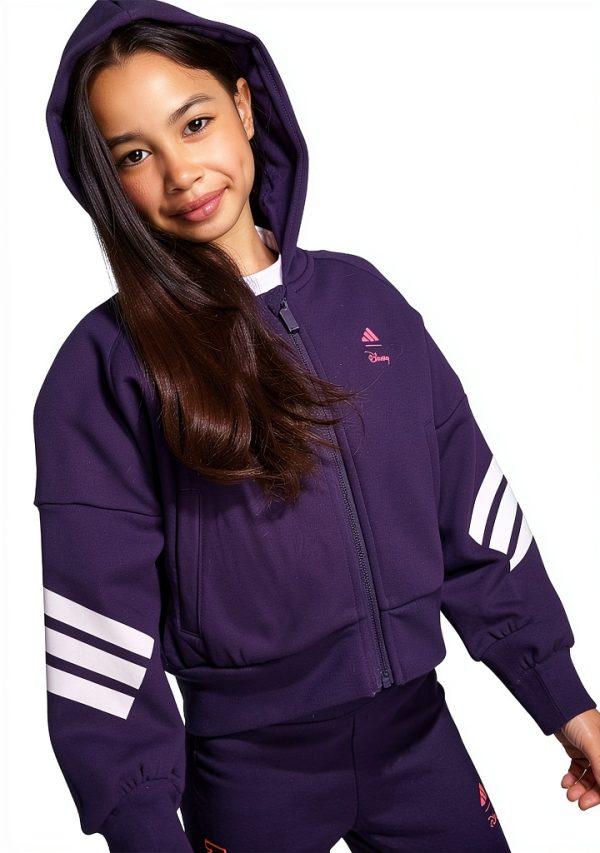 adidas Girls Hooded Track Top Loose Fit Disney Graphics-3