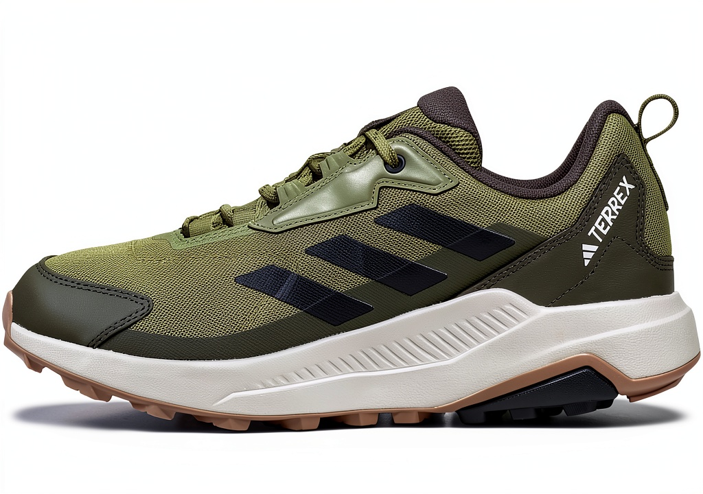 Adidas hiking shoes on rocky trail showing grip and design
