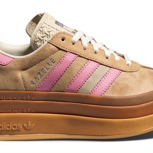 Adidas Gazelle Bold Kids Sneakers Tan Pink Suede-0